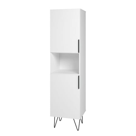 Designed To Furnish 17.51 in. Beekman Narrow Bookcase Cabinet with 5 Shelves, White DE3597695